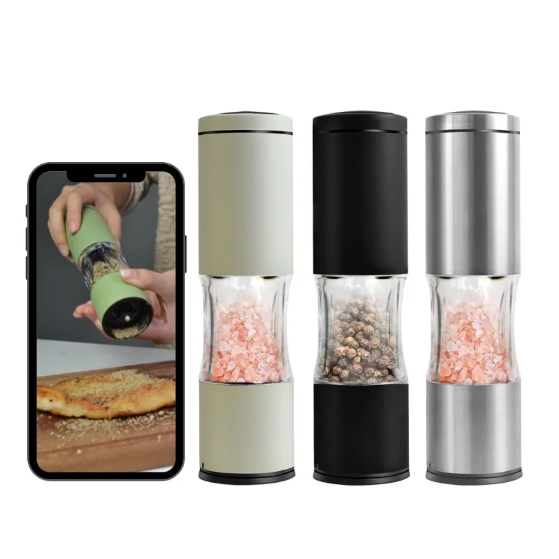Kitchenware Glass Spice Jar Set Mill Household Kitchen Stainless Steel Manual Salt Pepper Mill Set Ceramic Core