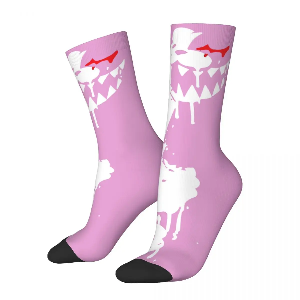 Funny Happy Men's Compression Socks Painted Retro Harajuku Monokuma Danganronpa Trigger Happy Havoc Hip Hop Novelty  Crew Sock