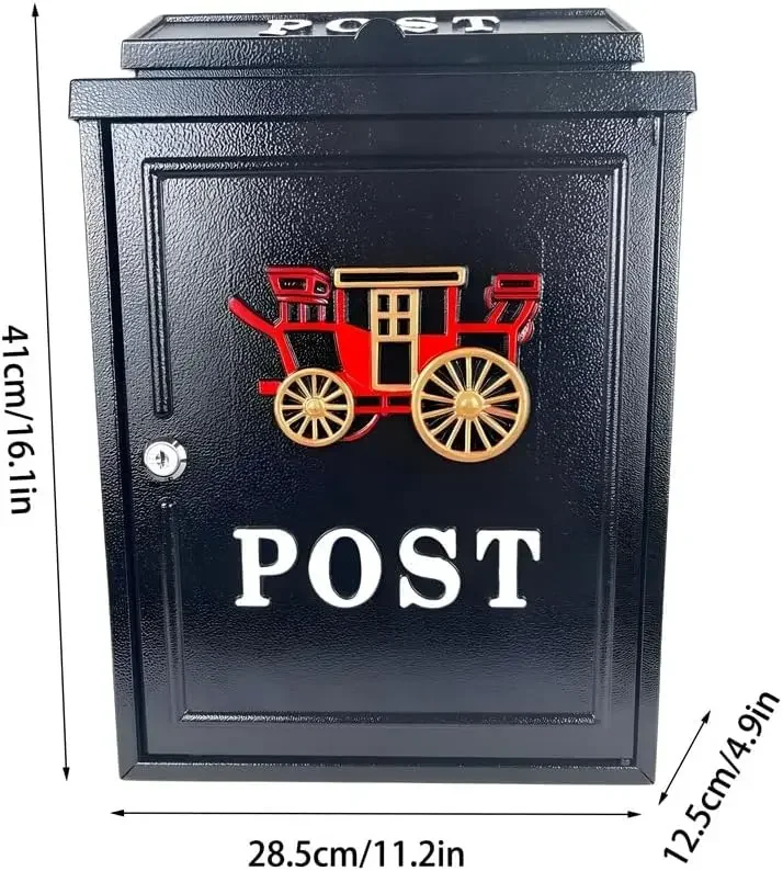 Mail Boxes with Key Lock, Large Capacity Wall Mount Mailbox for Outside, Locking Mailbox Wall Mounted, Rust-Proof Hanging Secure