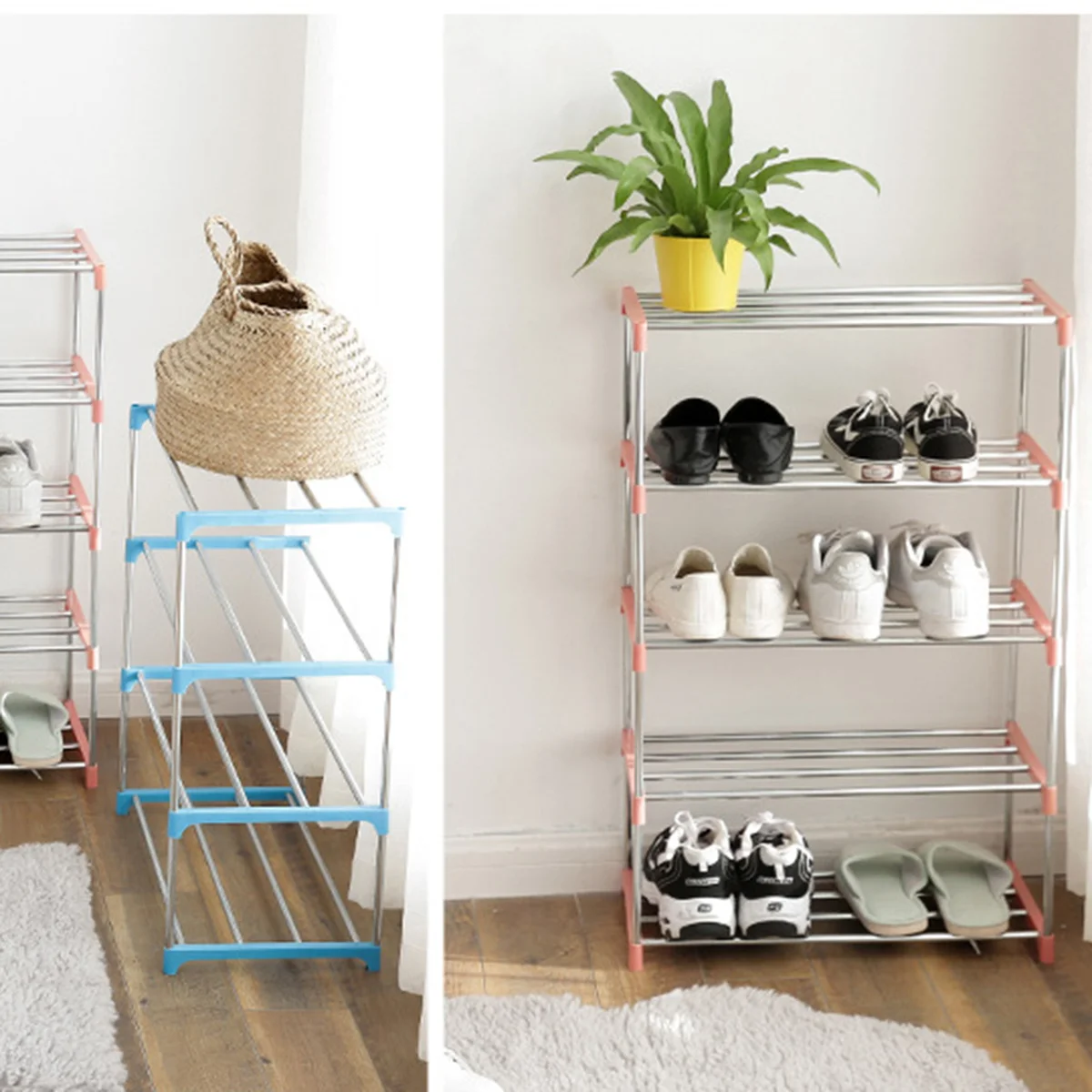 

4 Tiers Stainless Steel Shoe Rack Multi-Function Storage Organizer for Shoes Sandals Sneakers Heels Holder Shoe Storage