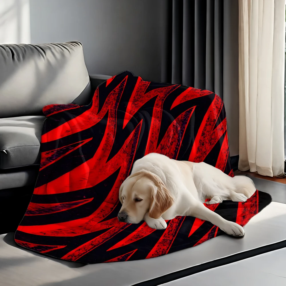 Red Lightning Black Grunge Flannel Blanket Soft Cozy Throw Blanket for Bed Sofa Couch Fuzzy Plush Bed Cover