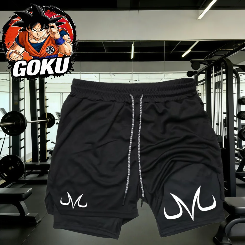 

2026 Summer Dragon Ball Majin Symbol Dual Print 2-in-1 Shorts Oversized Breathable Sweat-Absorbent Fitness Streetwear Unisex