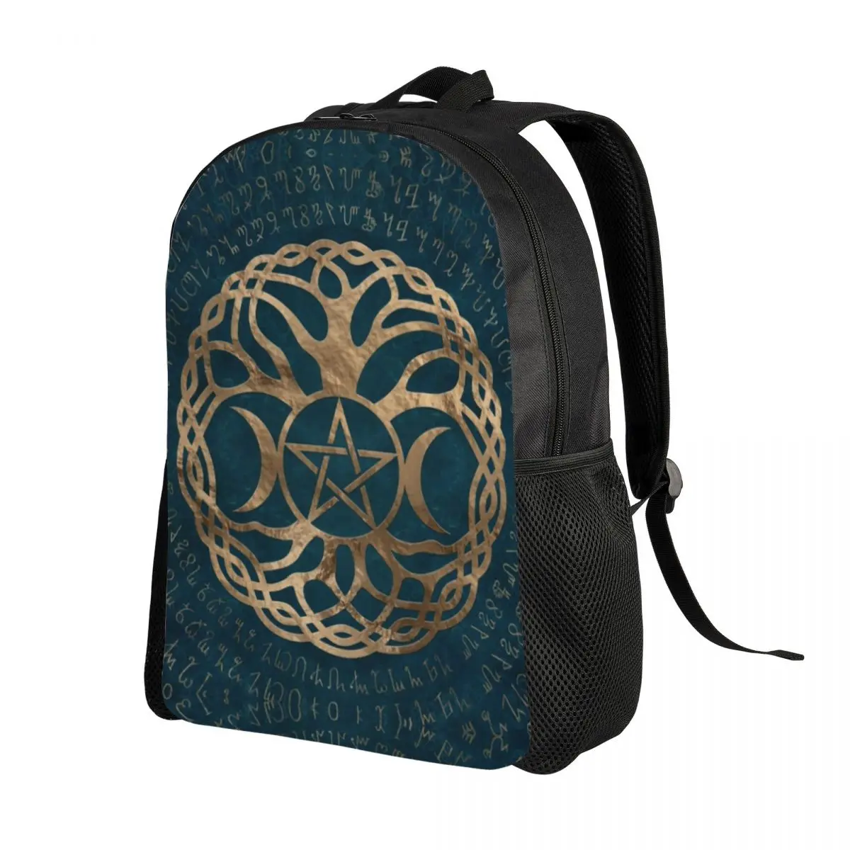 Customized Triple Moon Goddess With Pentagram Backpack for  Water Resistant School College Pagan Wiccan Bag Printing Bookbags