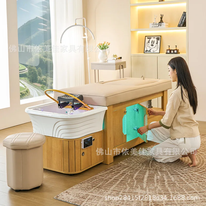 Shampoo bed with foot therapy barber shop flushing bedside therapy massage bed constant temperature water circulation