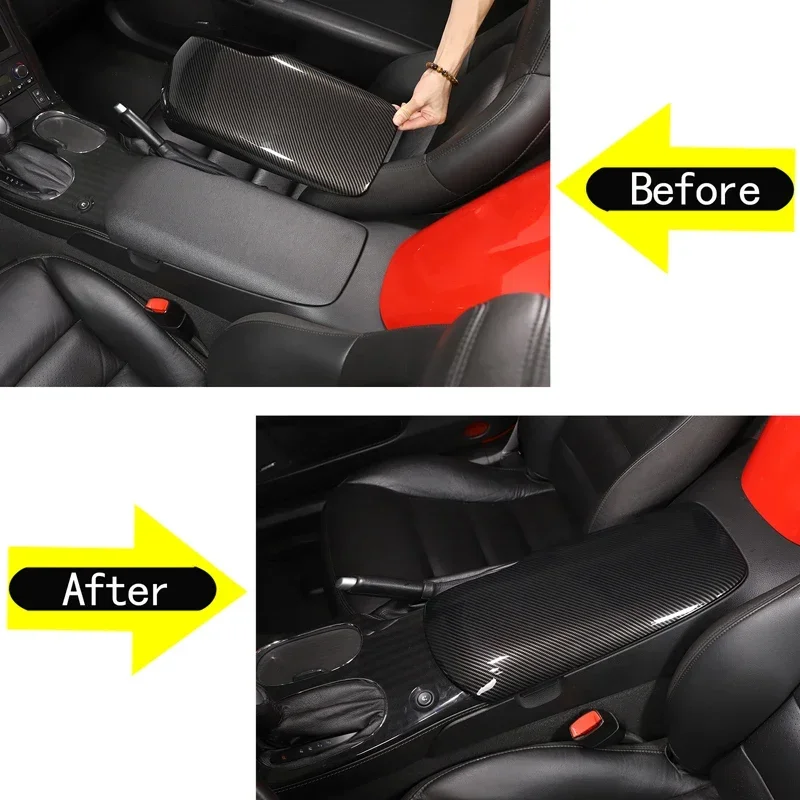 

For 2005-13 Chevrolet Corvette C6 ABS carbon fiber car styling car armrest box protection cover sticker car interior accessories
