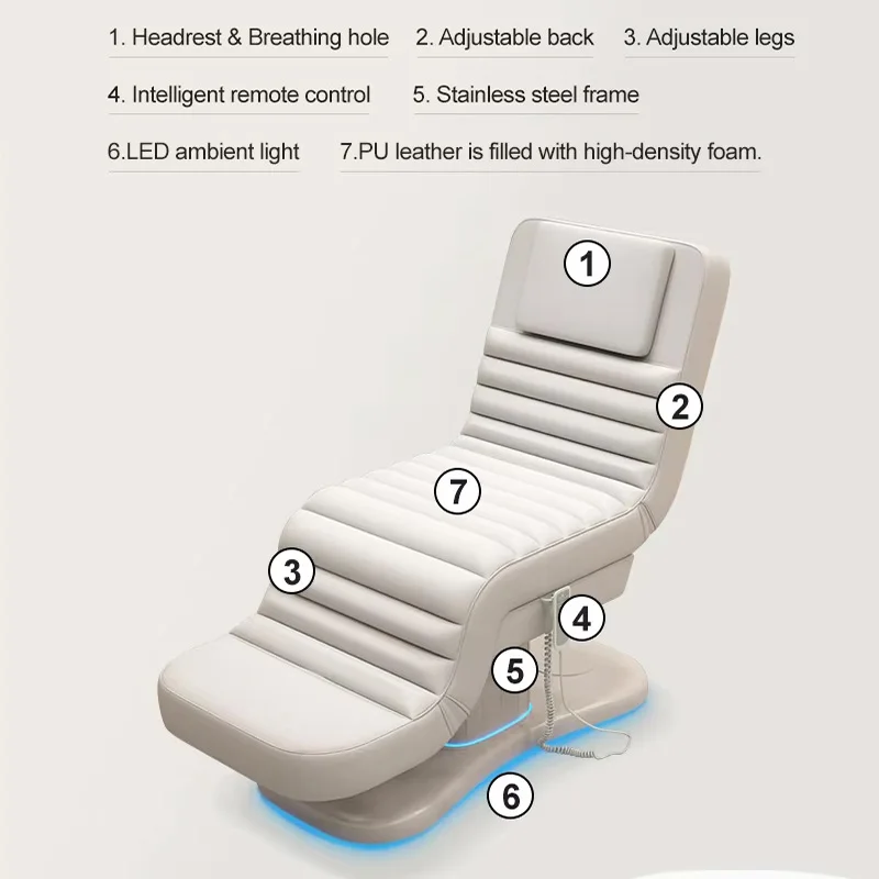 2026 Thai Professional Head Spa Thermal Cover Leather Wood Base 3 Motor King Size Portable Electric Adjustable Massage Table Bed