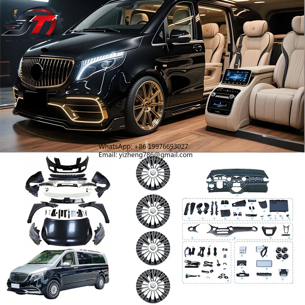 JT New Ortuner Bolt-On Full Set Kit For Mercedes Vito W447 Bodykit Upgrade to M Style Facelift Exhaust Front Lip Rear Diffuser B