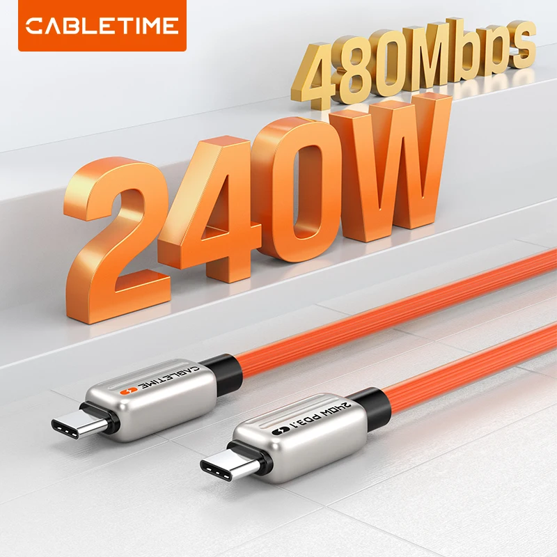 Cabletime-MacBook,Samsung,Xiaomi,PD,240W,48V5A用のUSB充電器ケーブル