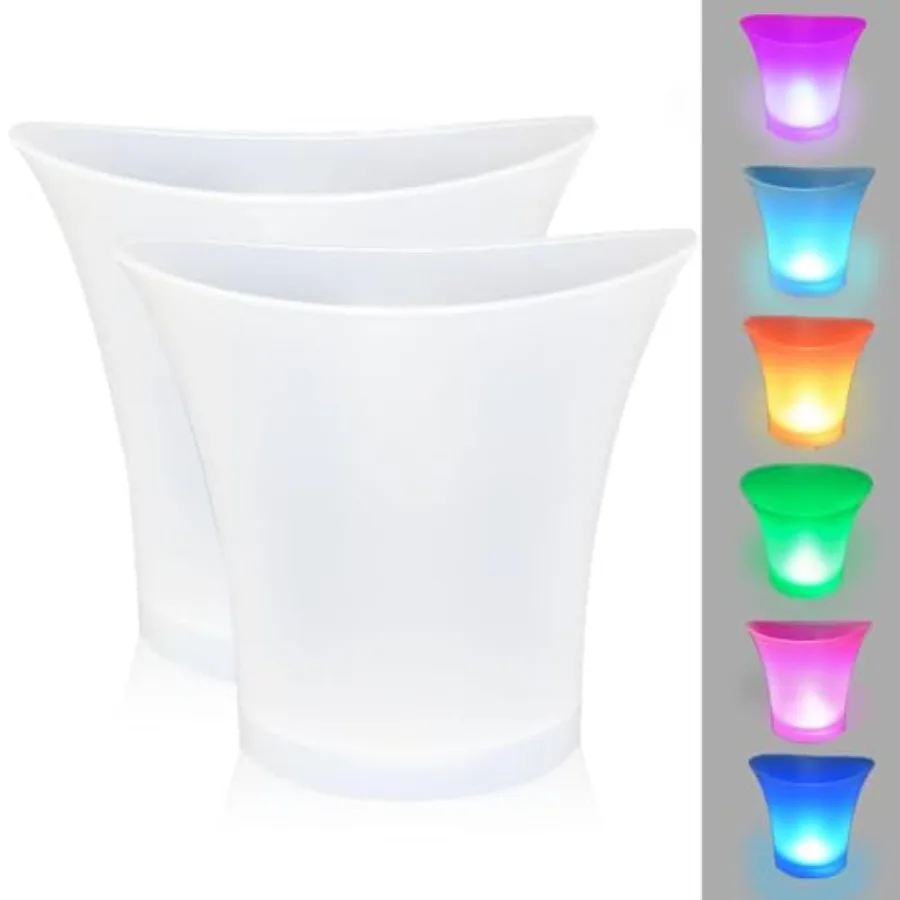 

Светодиодное ведро для льда, стандартное, 5 л, большое, с автоматической сменой 7 цветов, для вечеринок/дома/бара, водонепроницаемое, для вина и льда