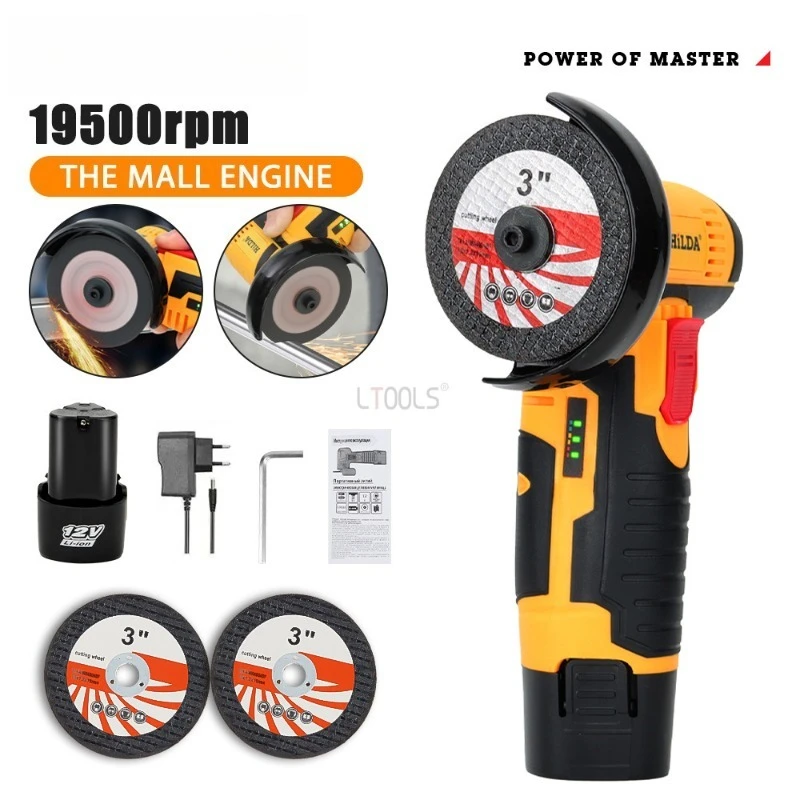 

BRUSHLESS ANGLE MILL 12V Electric Angle Grinder 19500rpm Multi-functional Polishing and Cutting Machine Portable Hand Power Tool