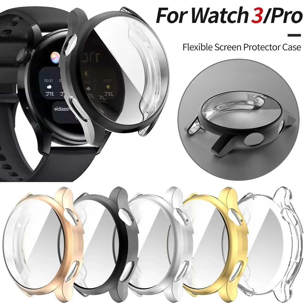 Lekkie etui ochronne na ekran dla Huawei Watch 3 46mm zegarek 3 Pro 48mm etui elastyczne Tpu zderzak Soft Slim Shell akcesoria