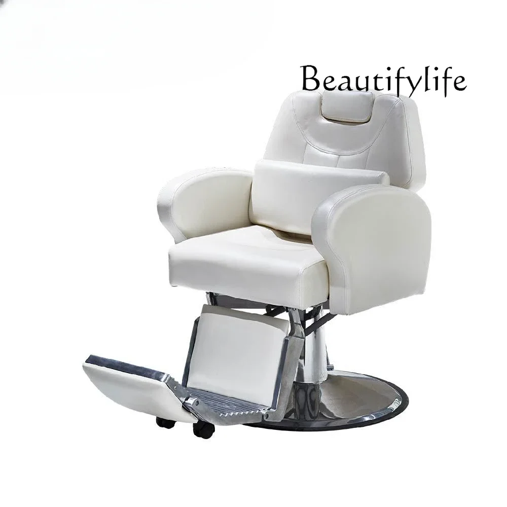 A reclining and rotating multi-functional hair cutting chair for barber shops