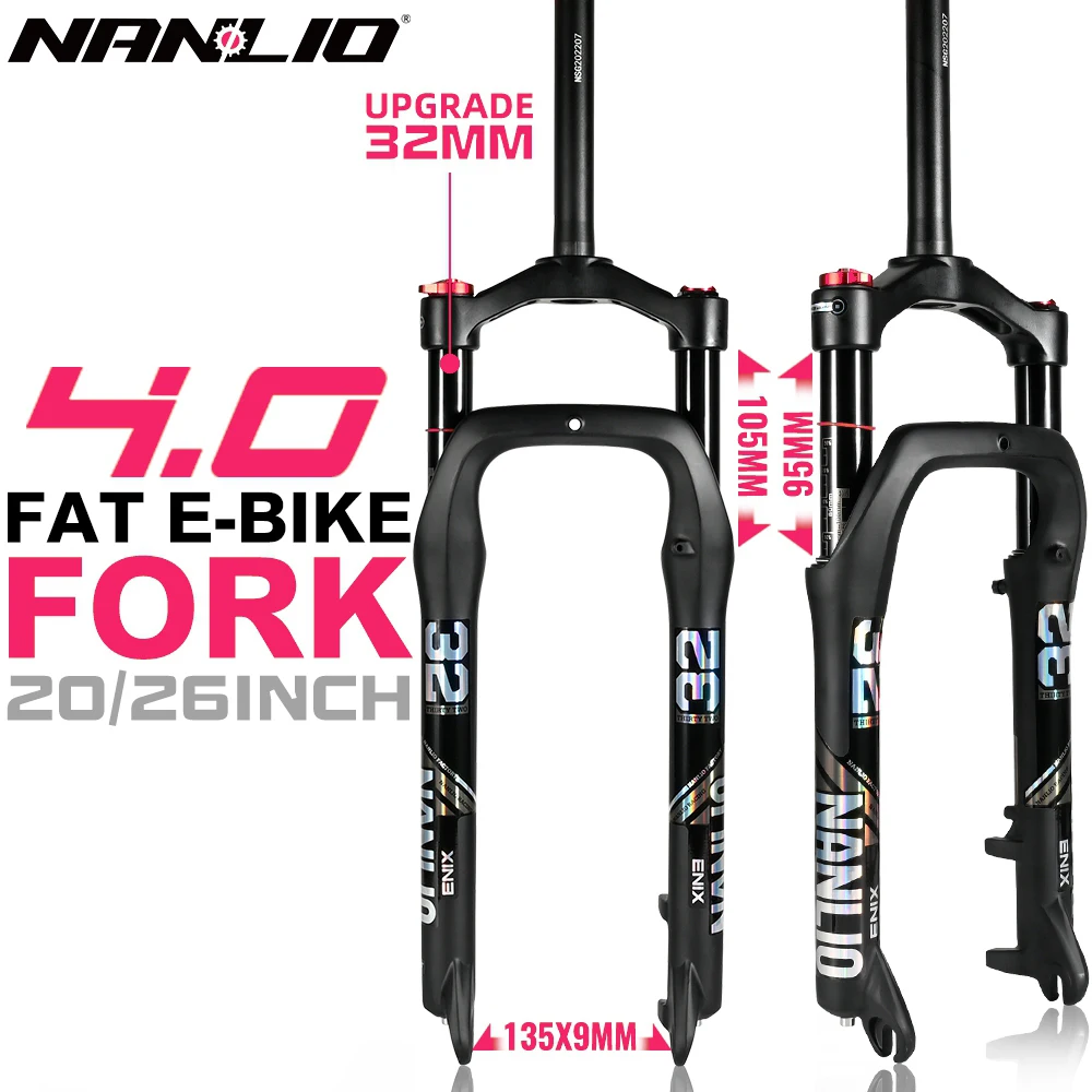 Nanlio E-bike Snow Bike Forcella anteriore monospalla 20/26 pollici 135x9mm Viaggio adatto per pneumatici da 4.0-4.8 \