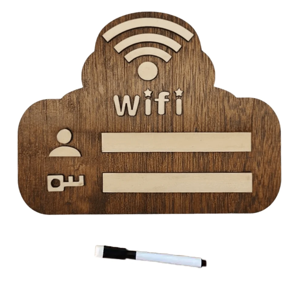 Wooden WiFi Password Sign Rewritable Handwriting Wireless Network Indicator Plaque Multi-Purpose Use Wall Mounted