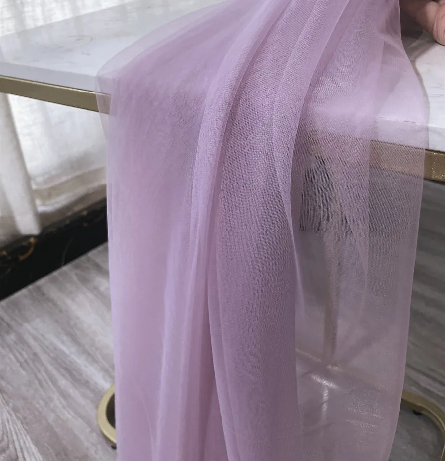 Purple Avocado Green Mesh Draping Fabric for Wedding Scene Layout Yarn Dress Fabric