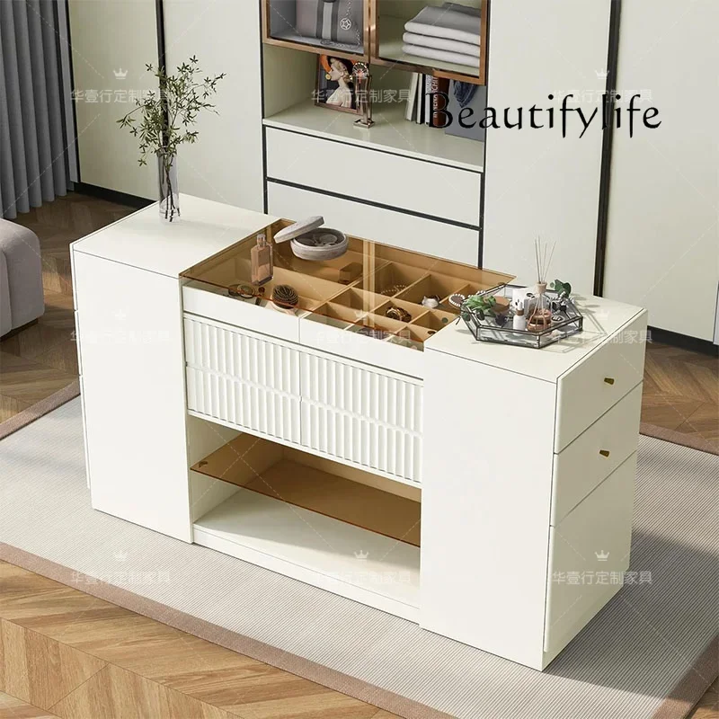 

aFrench Cream Wind Solid Wood Dresser French Retro Makeup Table Bedroom Storage Cabinet Makeup Table Customization