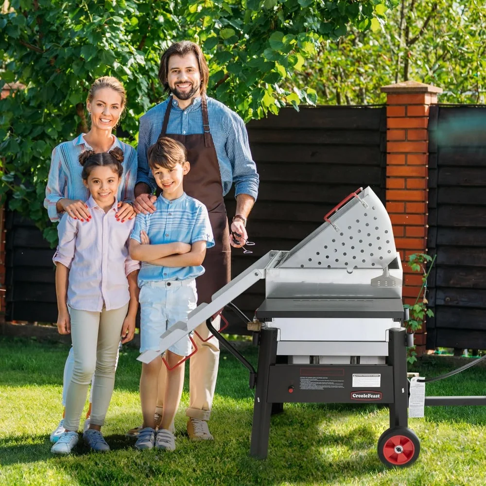 غلاية جراد البحر في الهواء الطلق مع مجداف تحريك وعجلات وعاء المأكولات البحرية شديد التحمل لغلي الكاجون والروبيان السلطعون #2