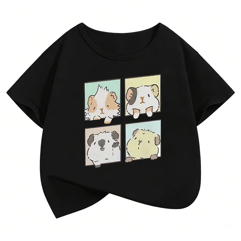 Cute Cat Graphic Kids Tshirts Summer Short Sleeve Tees Cartoon Animal Boys Girls Clothes Kawaii Kitten Tops Y2K Children T-shirt