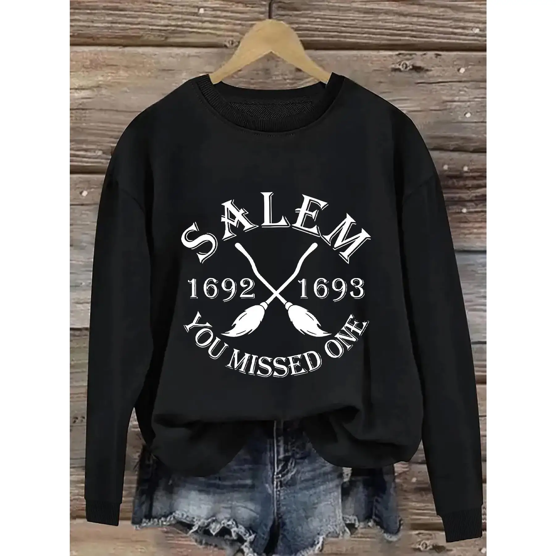 

Funny Salem Witch Sweatshirt You Missed One Jumper Halloween Occult Graphic Pullover Unisex Fall Top