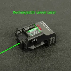 Tactical Military Rechargeable Pistol Mini Green Laser Sight for G17 19 1911 Airsoft Rifle Handgun Fit 20mm Rai Mount