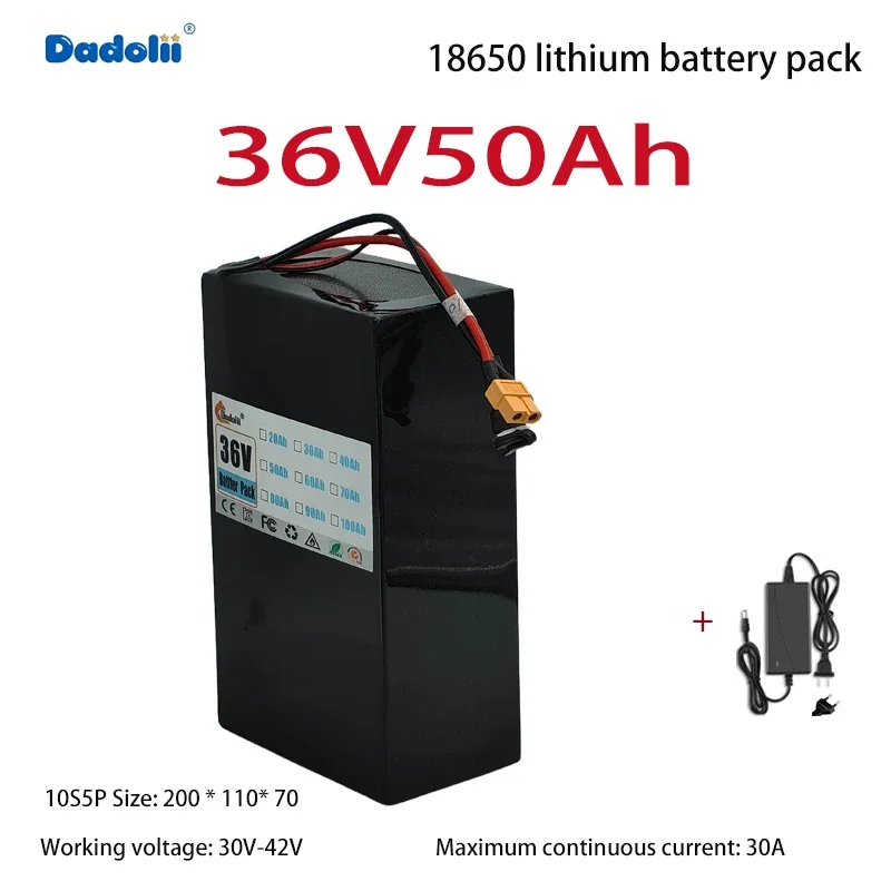 

10S5P 36V50Ah large capacity lithium battery pack, new battery cells with long lifespan and stable performance