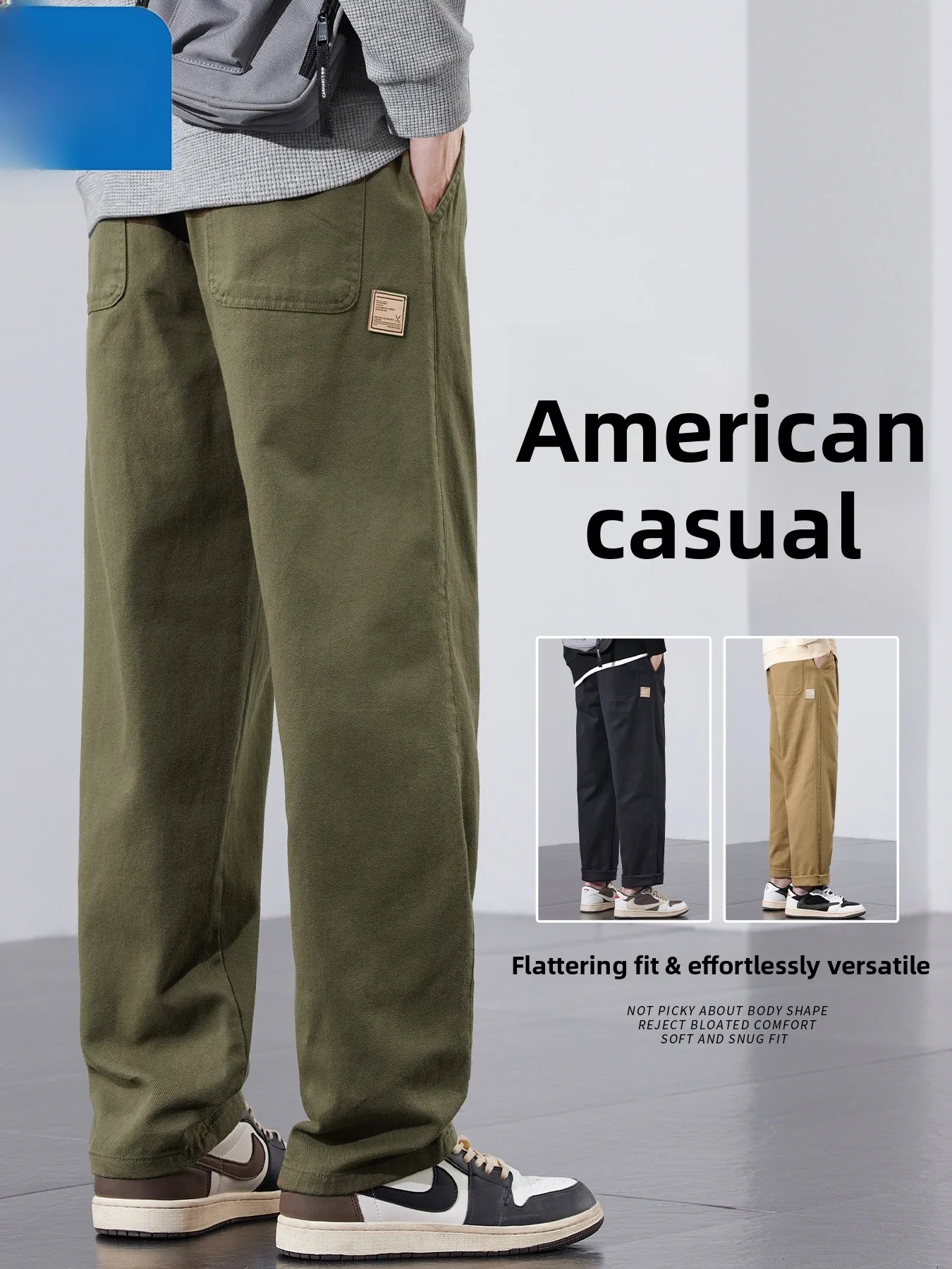

True Weave American Retro Military een Casual Pants Men's Spring Autumn Loose Straight Leg Wide Leg Color Versatile P...