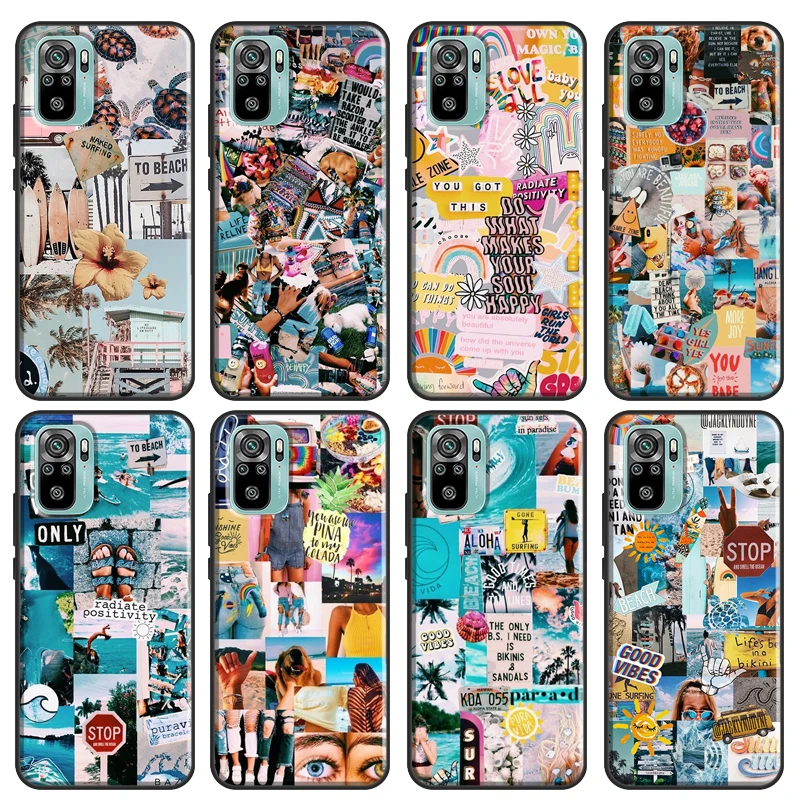 Summer Beach Collage Case For Xiaomi Redmi Note 10 Pro 8 7 K40 8T 9S 9C 9A 8A 7A 9T Note 9 8 Pro Phone Cover