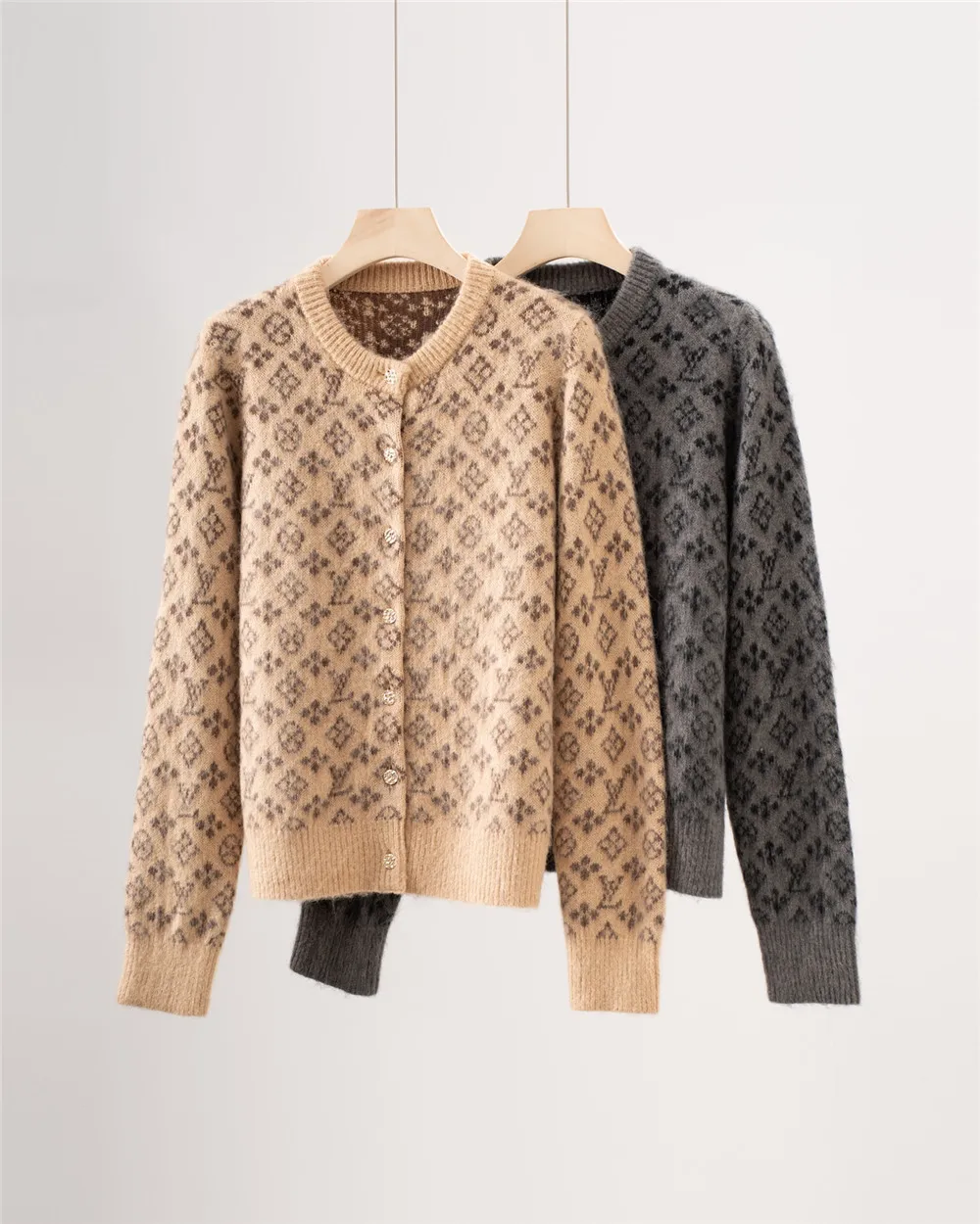 

Осенне-зимний новый женский шерстяной кардиган с круглым вырезом и длинными рукавами, вязаный топ