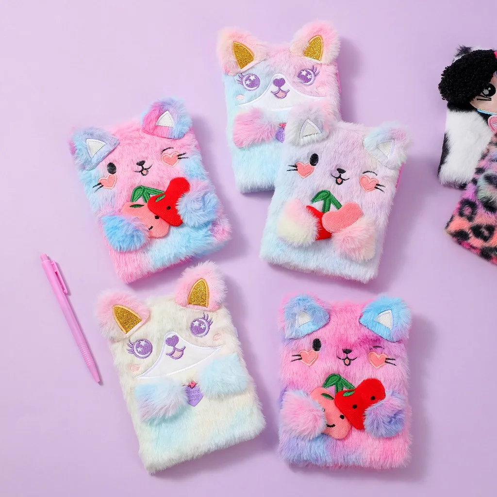 Cute Plush Cartoon Animal Notebook With Pen Portable Pocket Ruled Journal For Kids Daily Writing Back To School Stationery