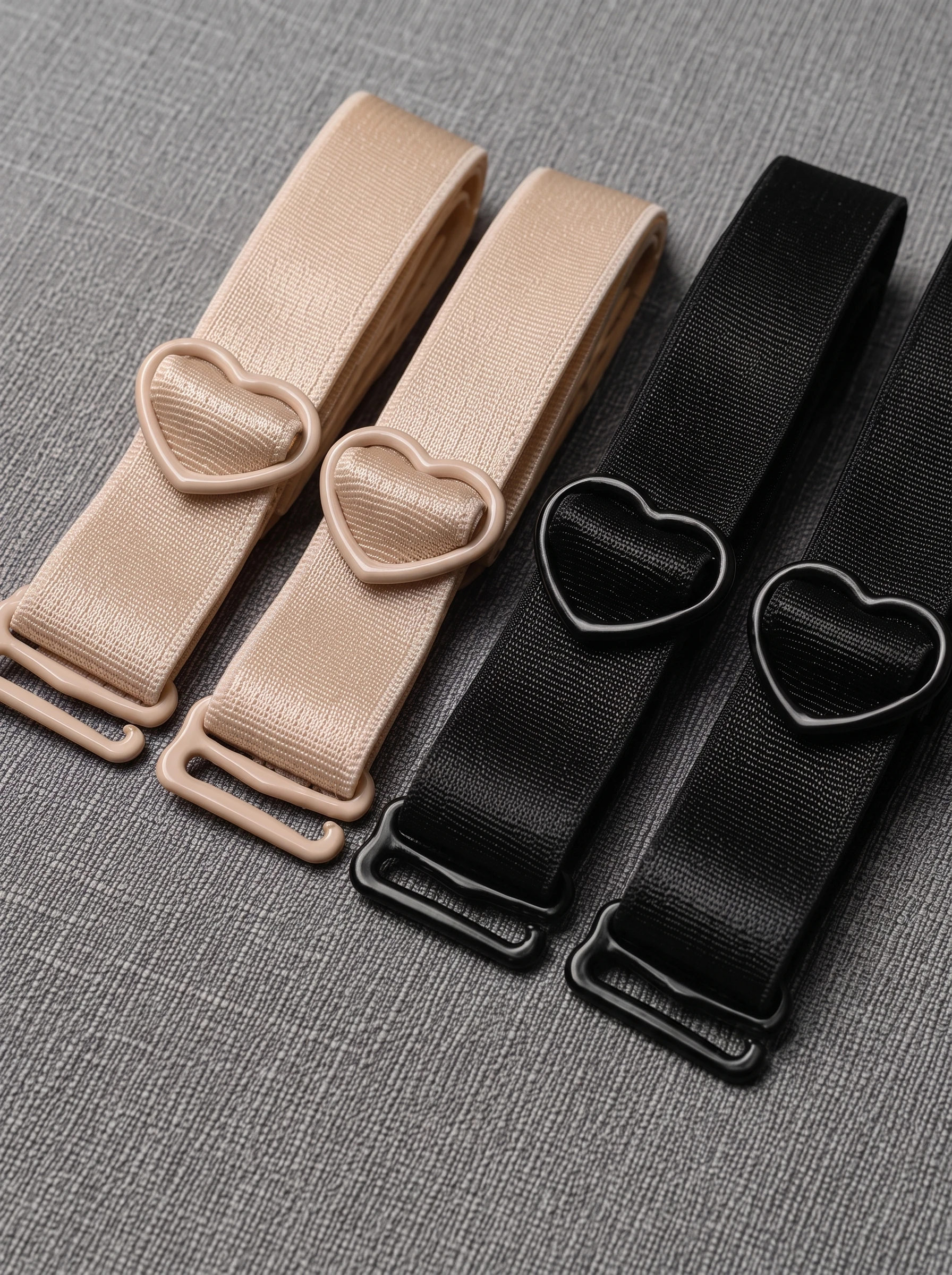 2 Pairs Adjustable Bra Straps with Heart Buckle, Soft Elastic Replacement Shoulder Straps for Women,