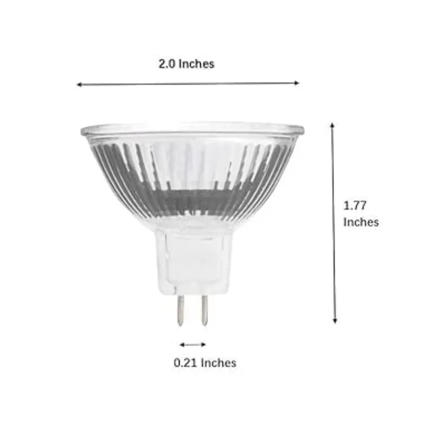 6PCs MR16 12V 50W EXN High Output 800LM Halogen Bulb GU5.3 Pin Base, 2-Inch 38° Beam Angle, UV Stop Tempered Glass Cover, Dimma