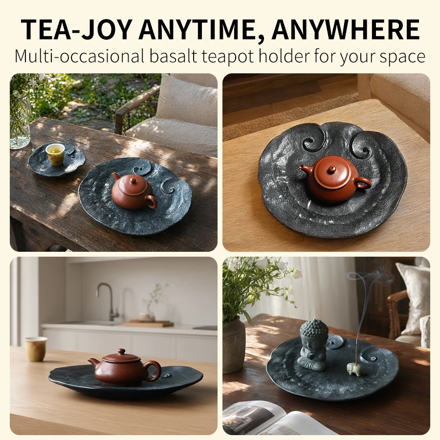 Tee Tablett Naturstein Vulkanischer Basalt Handgeschnitzt Lingzhi Ruyi Trockene Teezeremonie Wabi-Sabi Zen Kung Fu Gongfu Deko Haus Geschenk Teeliebhaber – Detail 5