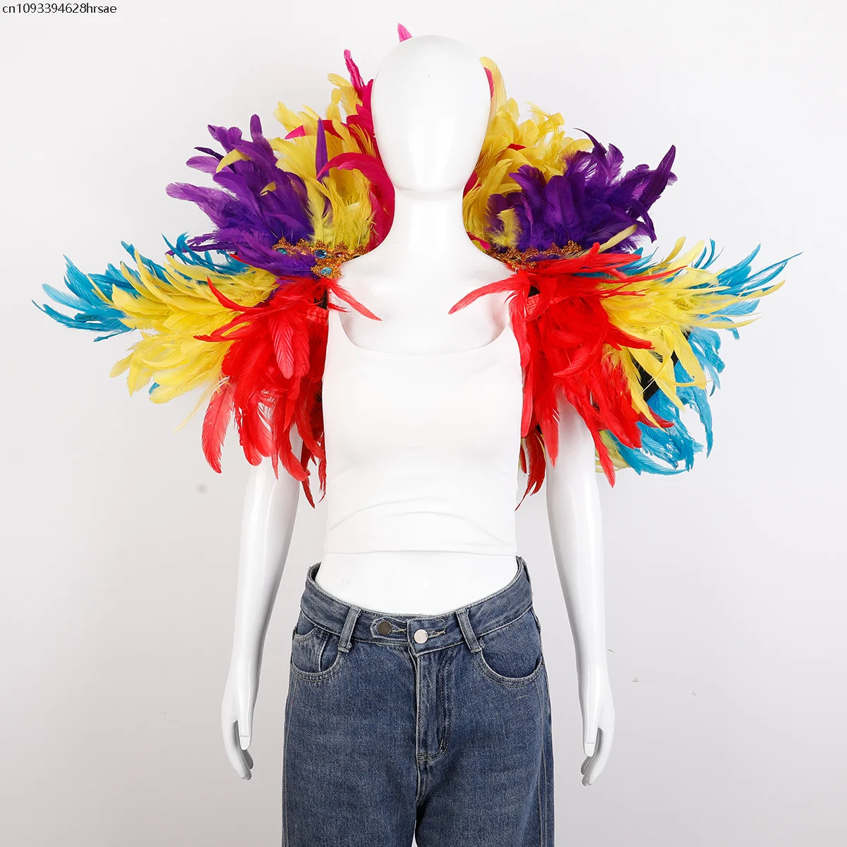 

Feather Shawl Cape Carnival Party Costume Show Performance Ball Vest Detachable Collar Scarf Accessories Multiple Styles 2026