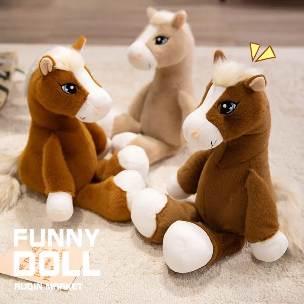 

Simulation Sitting Foal Plush Doll Long Tail Stuffed Horse Plush Toys PP Cotton Soft Cartoon Horse Stuffed Toy Room Decoration