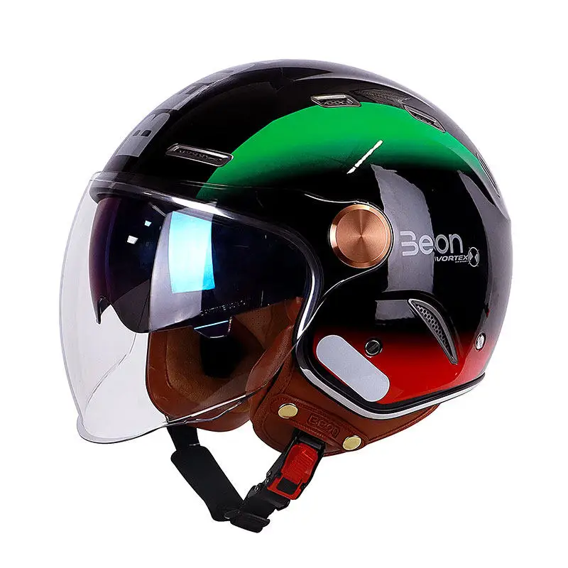 Original BEON B122 Vintage Open Face Motorcycle Helmet Dual Visor Retro Riding Men Women Casco de Moto Shockproof Wearproof Hard