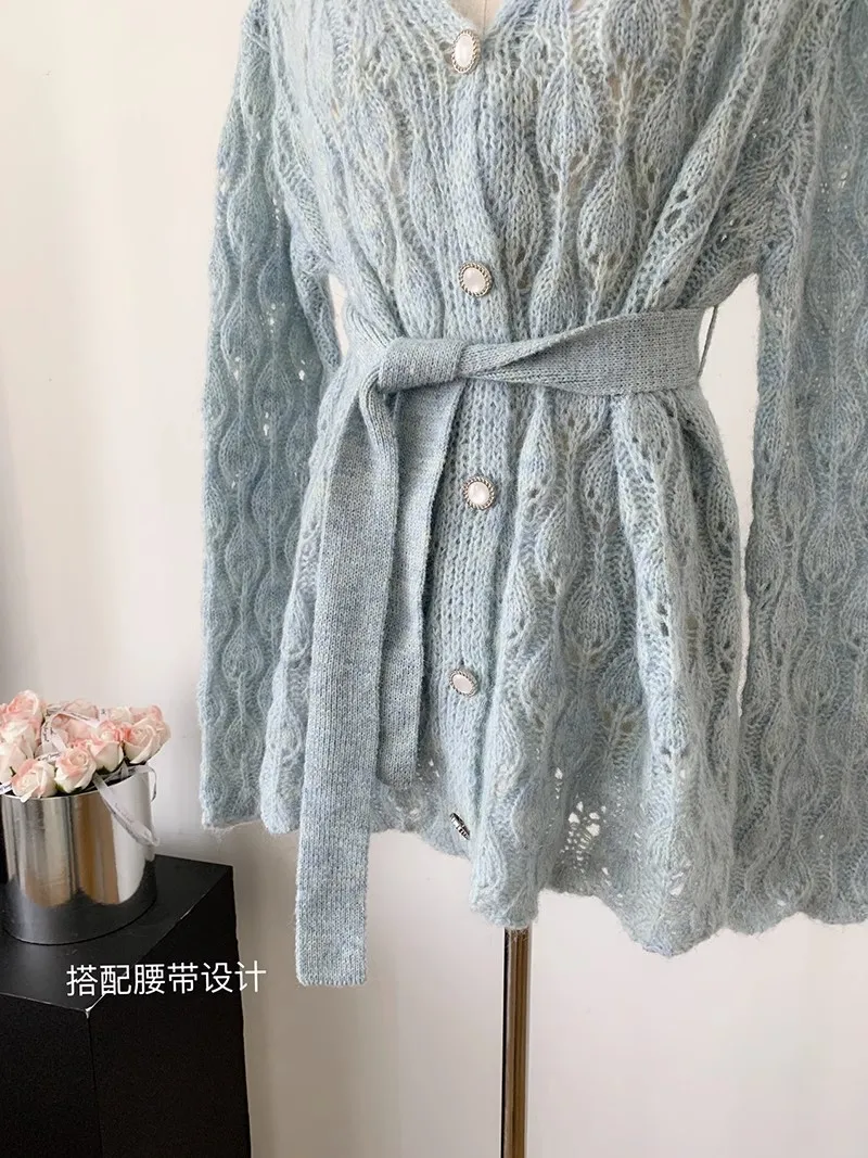 Harajuku Elegant Lazy Women's Sweater Loose Fashion Comfortable Temperament Lace-up Sweater Warm Autumn And Winter Cardigan