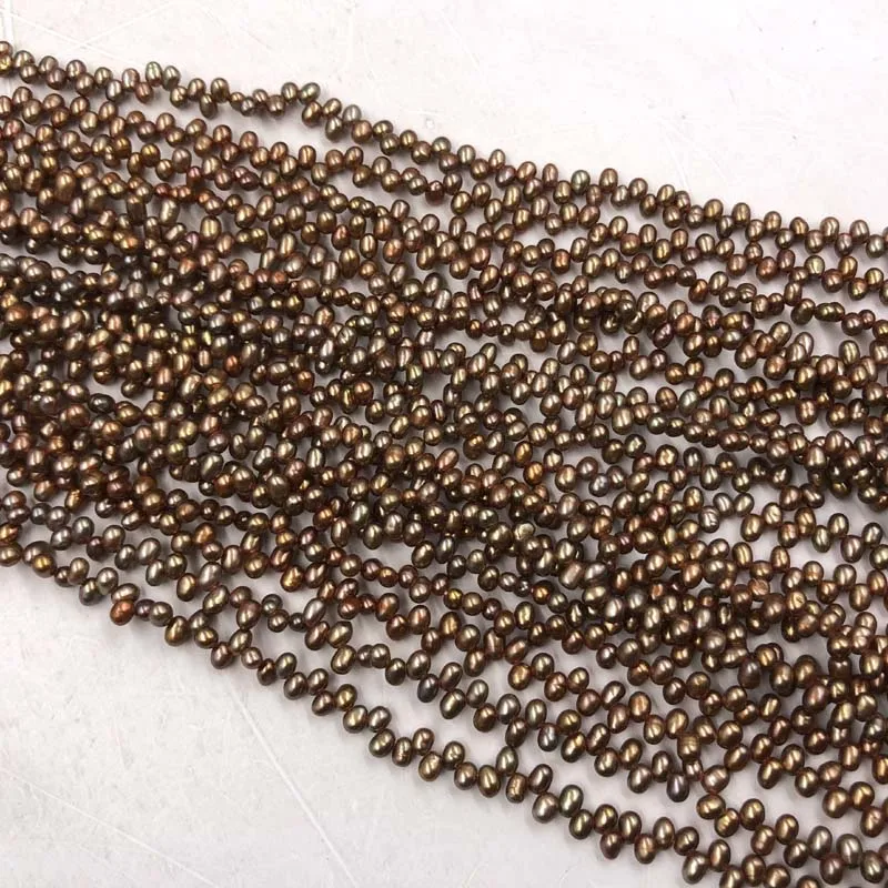 

ELEISPL JEWELRY Wholesale 18 Strings Loose Beads Brown Real Freshwater Cultured Pearl Potato Shape #497-7