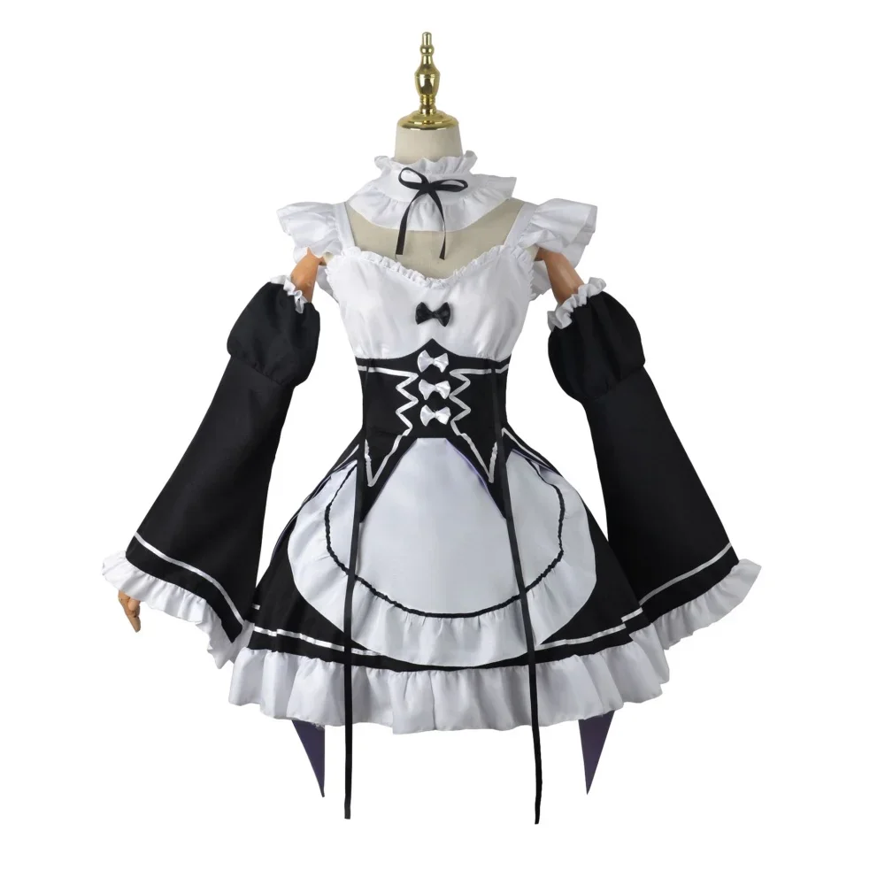 Costume de cosplay Anime Ram Rem Maid Re Life In A Different World From Zero pour femmes, robe Loli, costume de fête d'Halloween