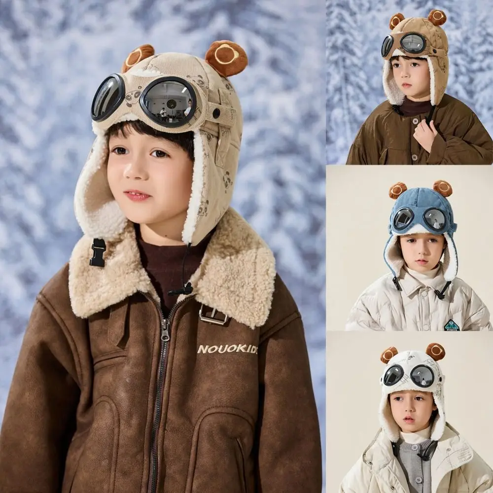 

Новая милая детская шапка-пилот с героями мультфильмов, морозостойкая ветрозащитная шапка для защиты ушей, толстая теплая шапка с очками, зимняя шапка