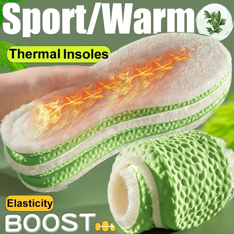 Winter Warm Plush Insoles Women Men Thicken Thermal Shoe Pads Self Heated Sports Inserts Soft Cashmere Snow Boots Padding