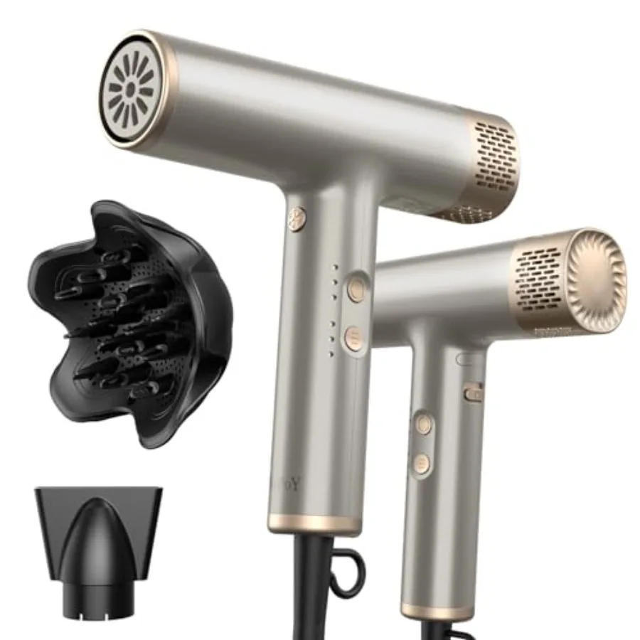 

Professional Hair Dryer with Diffuser for Salon Use, Silver Ionic Ceramic, Fast Drying Heat Protection, 110, 000 RPM, Low Noise