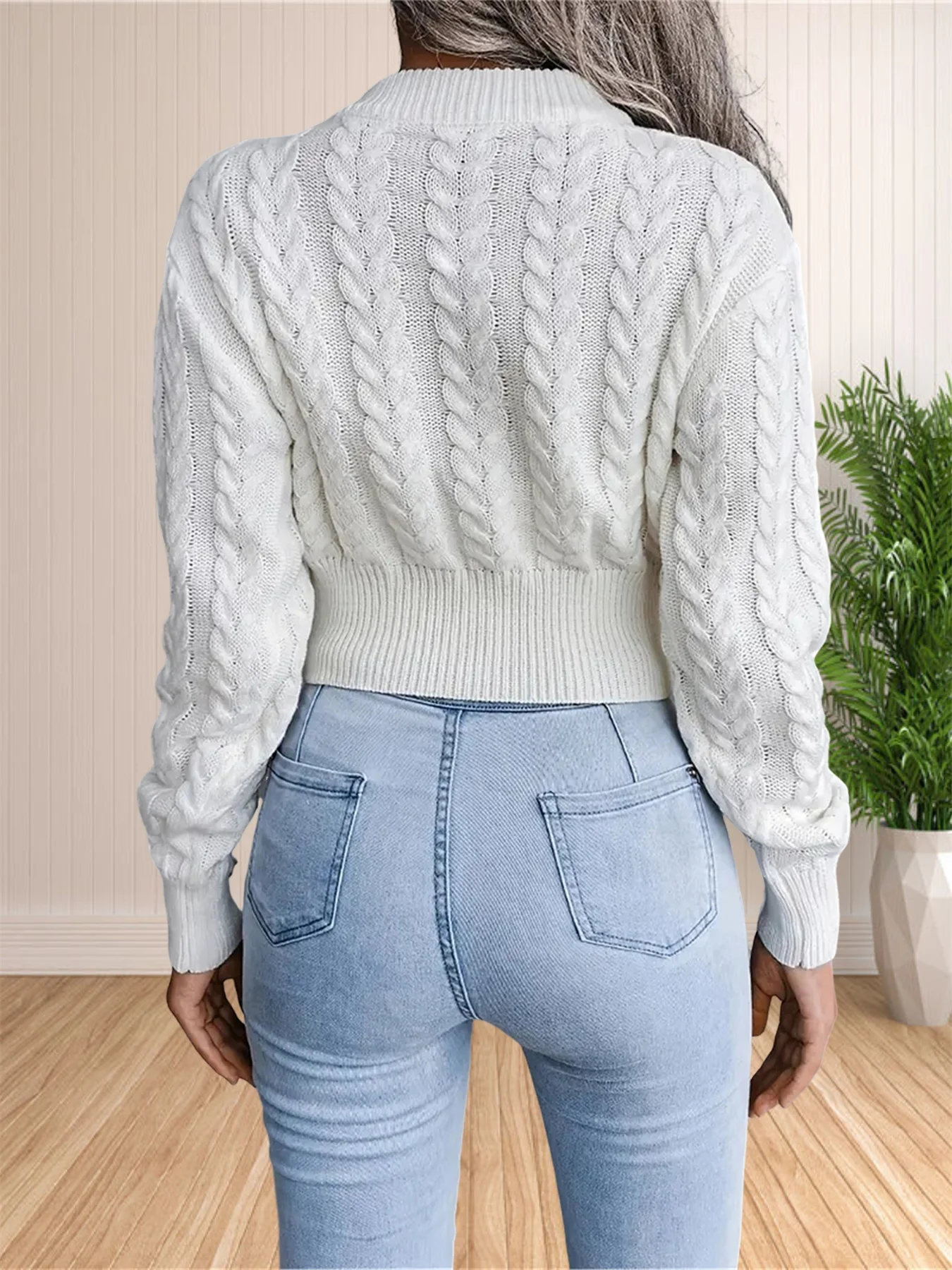 سترة نسائية محبوكة بأكمام طويلة ، طراز إنز ، توب غير رسمي ، الخريف ، الخريف ، الشتاء #2
