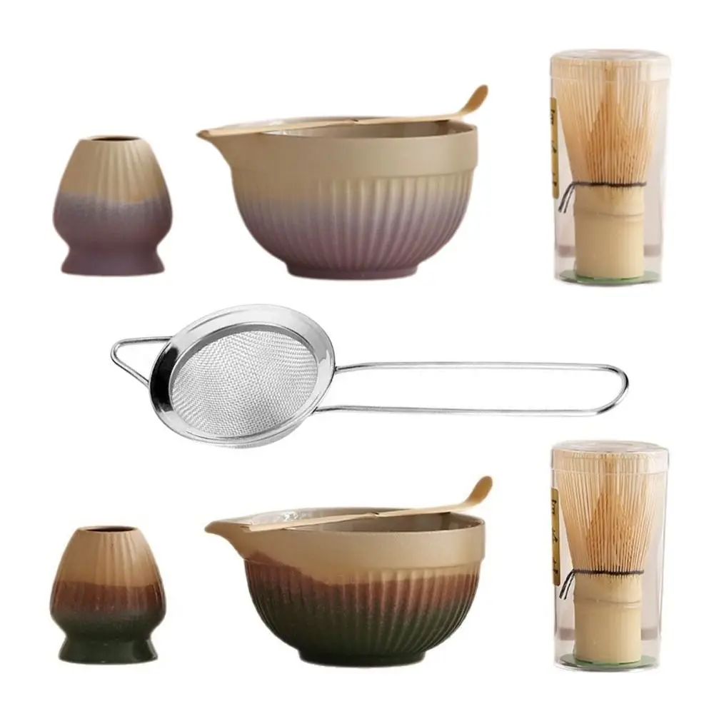 

4/5PCS Stirring Bamboo Ceramic Japanese Matcha Tea Set Reusable Food Grade Matcha Whisk Safe Green Tea Whisk