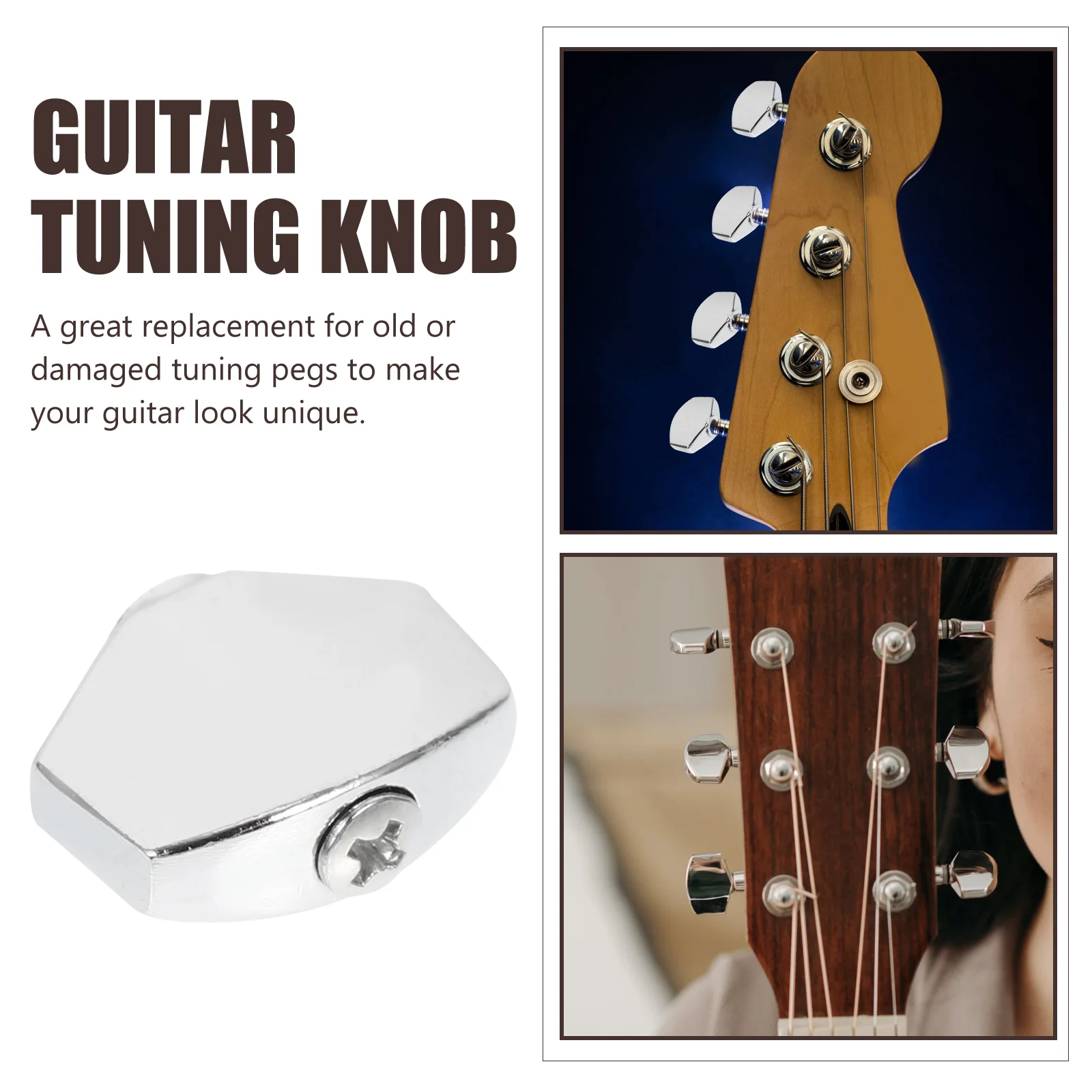 

6 set Metal Tuner Handles Zinc Alloy 6 Sets Guitar Tuning Knob Durable Electric Acoustic Accessories Strings Fix Pegs Cap