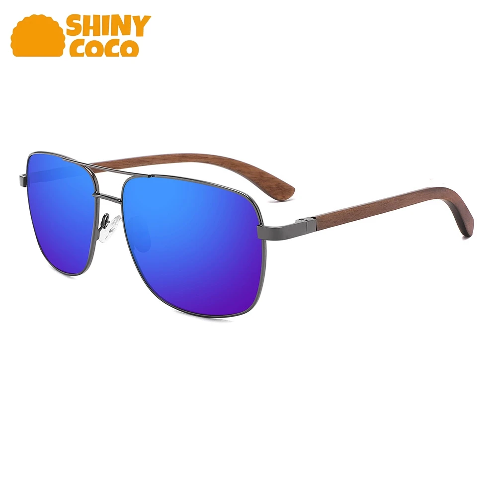 

ShinyCoCo Luxury Brand Cross Border Wooden Leg Laminated Polarized Sunglasses Male Pilot Sunglasses Bamboo And Wood Glasses