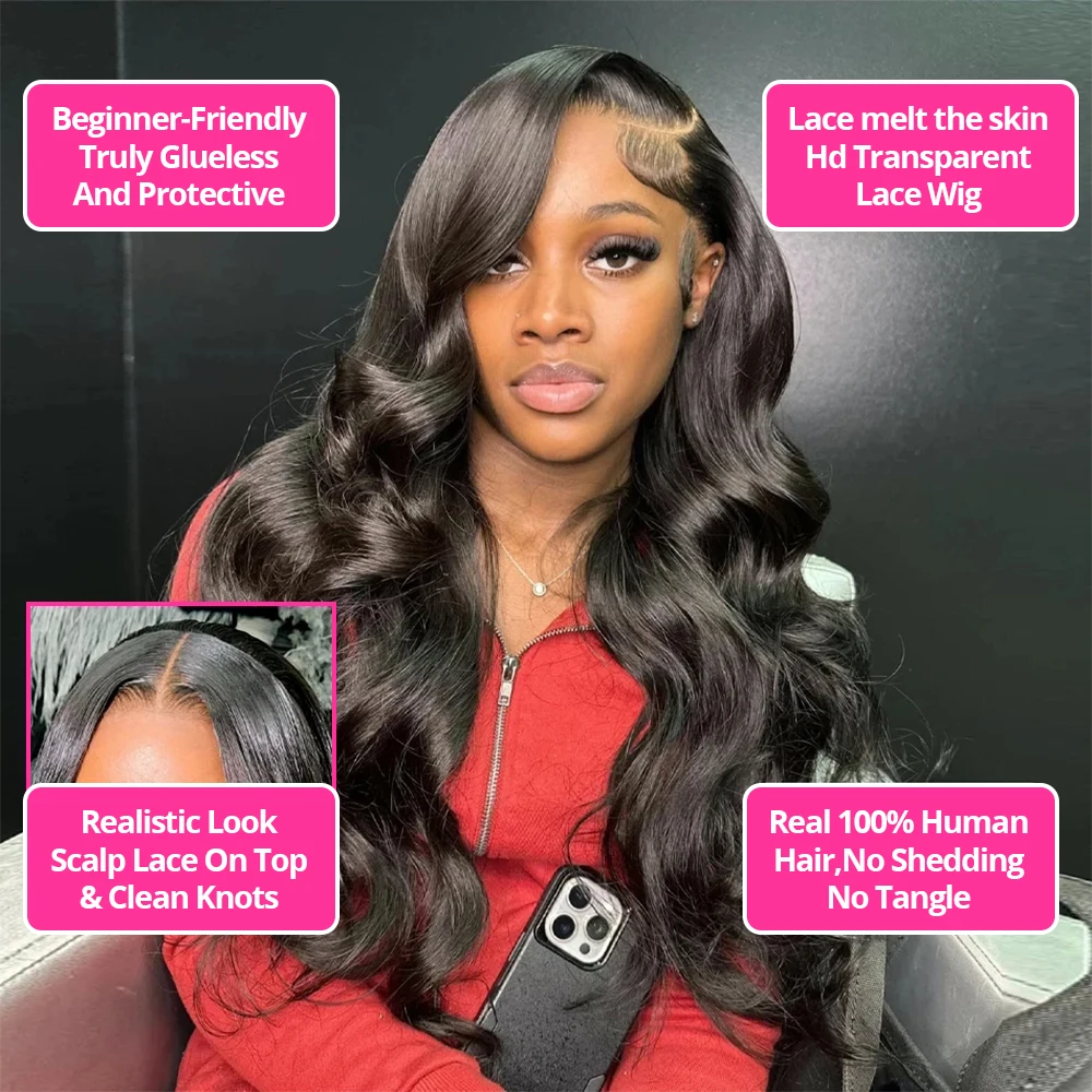 180 Density 38 40 Inches Body Wave Transparent 13x6 Lace Frontal Human Hair Wigs Brazilian Remy 13x4 Lace Front Wig For Women