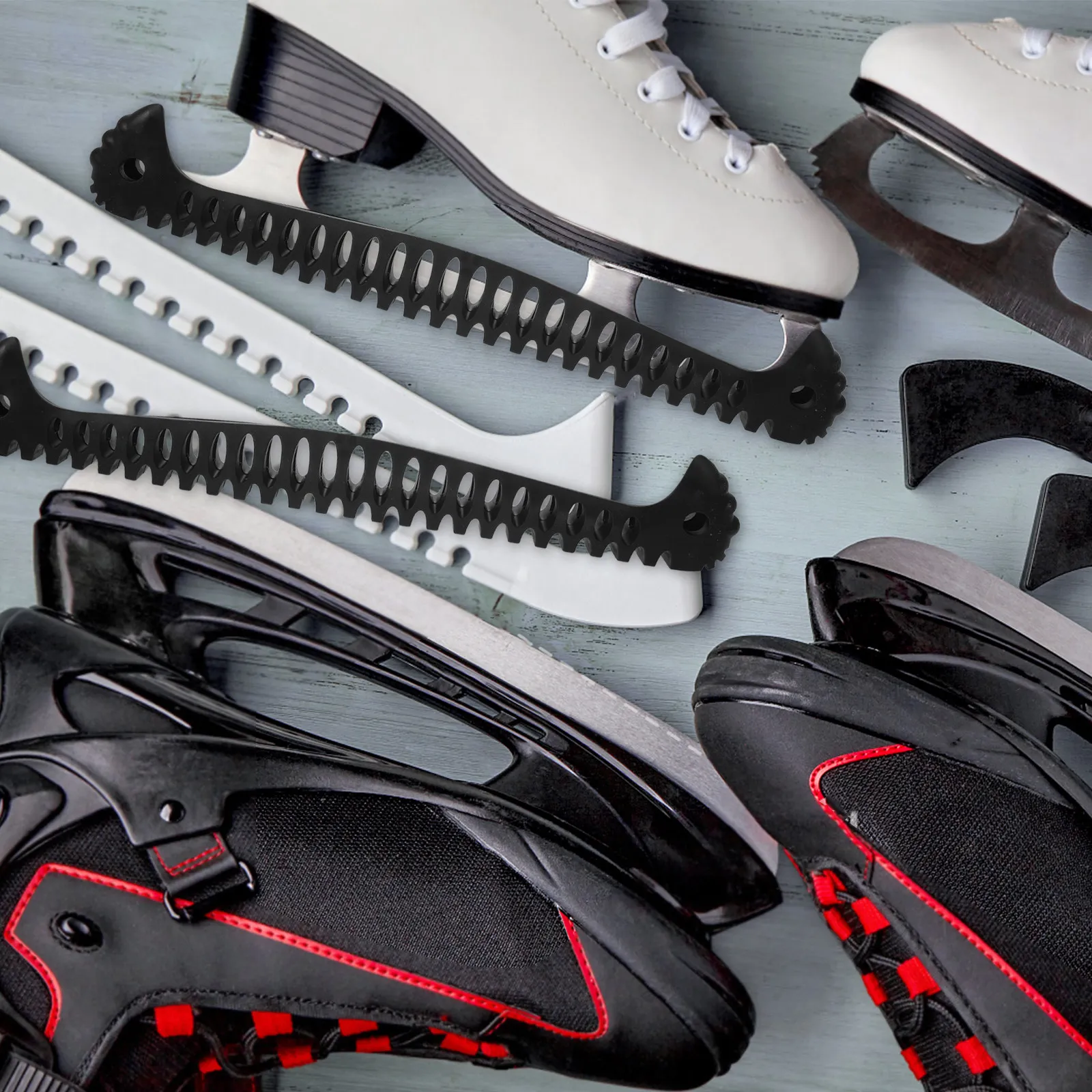 

2 шт. Защитные чехлы для лезвий коньков, черные, 12,58 дюйма, эластичные, для фигурного катания и хоккея, мягкие, растягивающиеся, защитное снаряжение для катания на льду