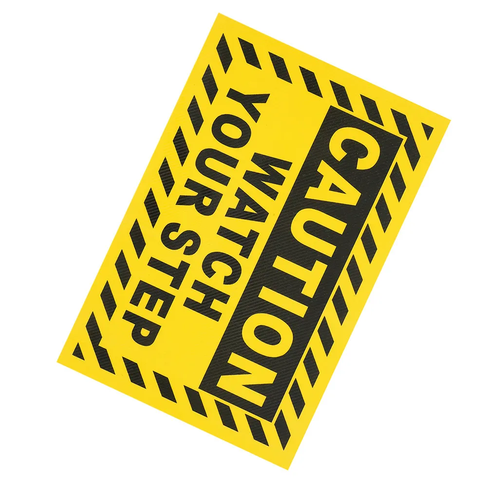 Watch Your Step Sticker PVC Caution Sign Slip Resistant Herringbone Texture High Visibility Stair Sign for Garden