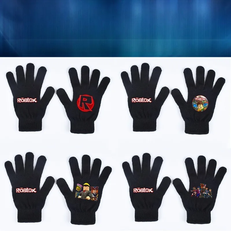 Caliente ROBLOX Anime juego cálido moda impreso guantes de punto tema Unisex invierno mantener caliente guantes dibujos animados regalo de cumpleaños