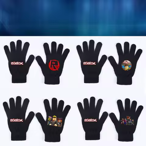 Hot ROBLOX Anime Game Warm Fashion Printed Knitted Gloves Theme Unisex Winter Keep Warm Gloves Cartoon Birthday Gift